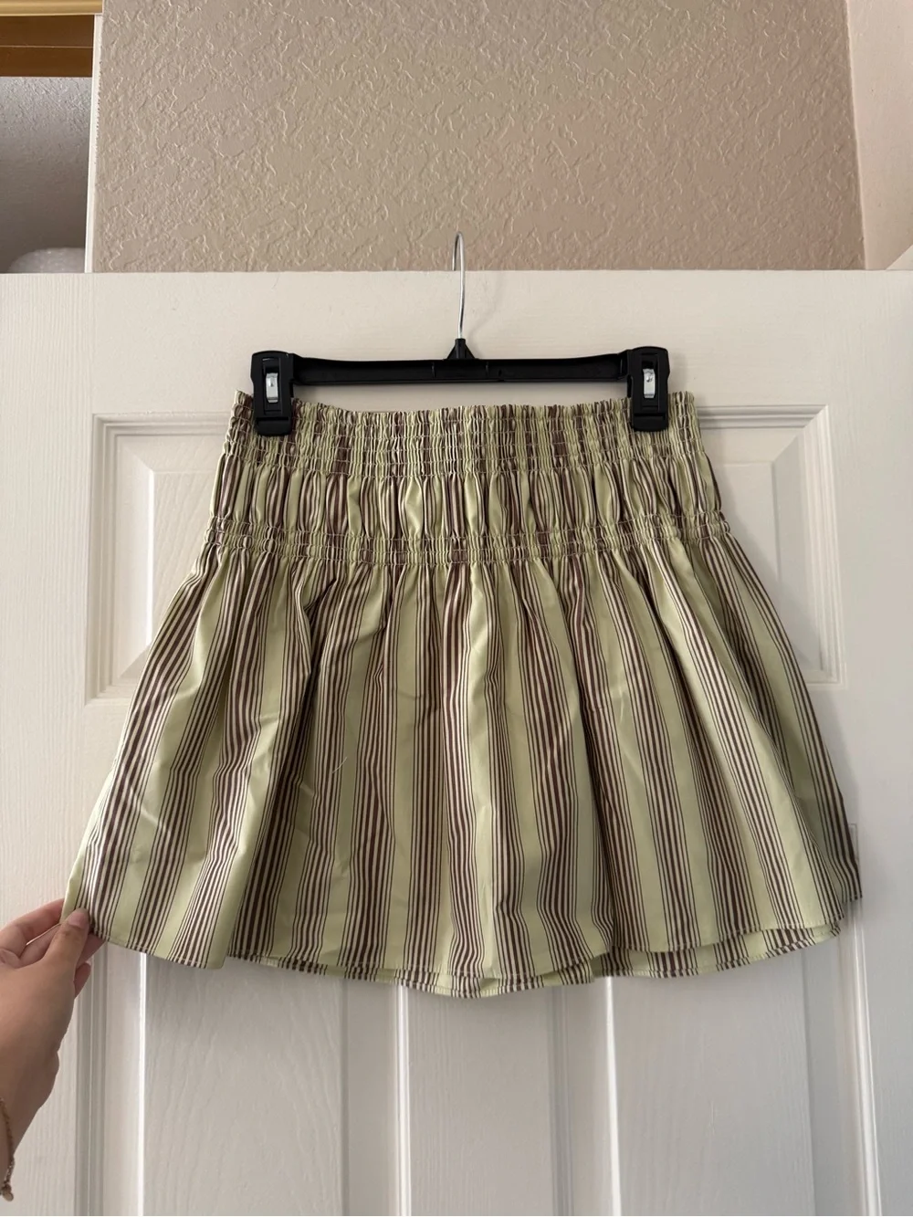 BNWT Zara Brown & Green Mint Chocolate Striped Mini Skirt